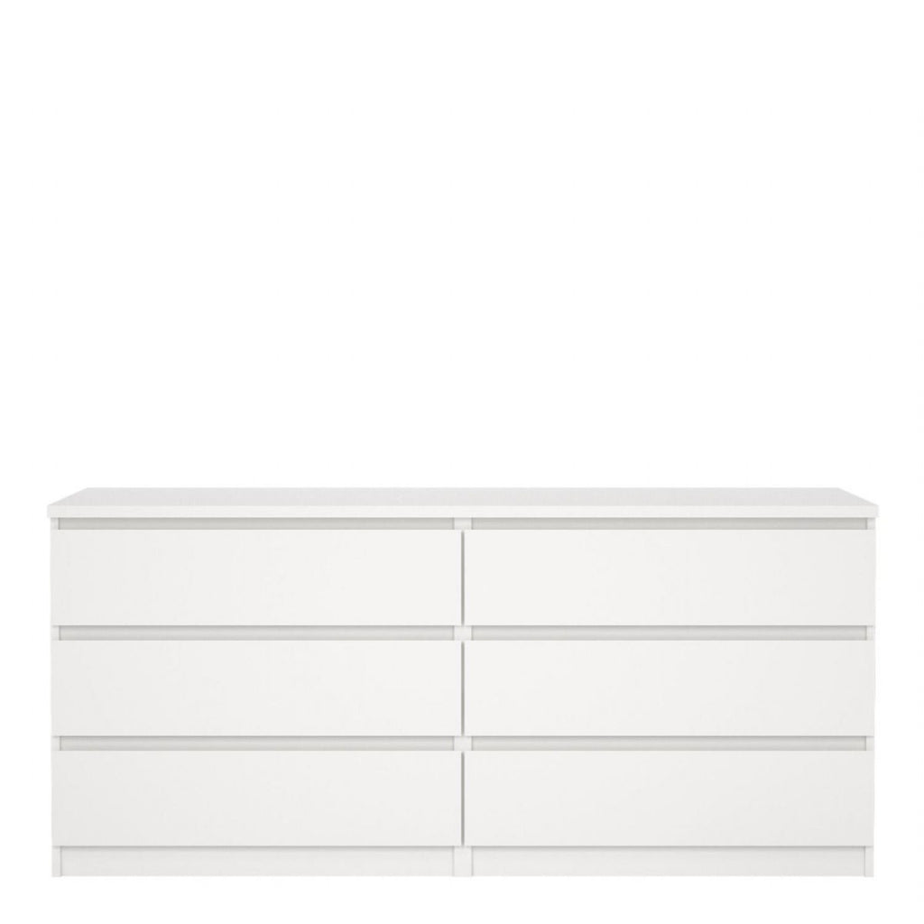 Naia Wide Chest of 6 Drawers in White