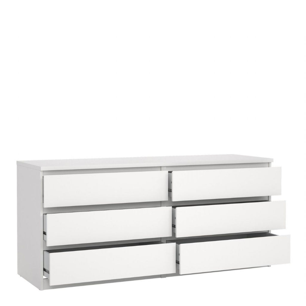 Naia Wide Chest of 6 Drawers in White