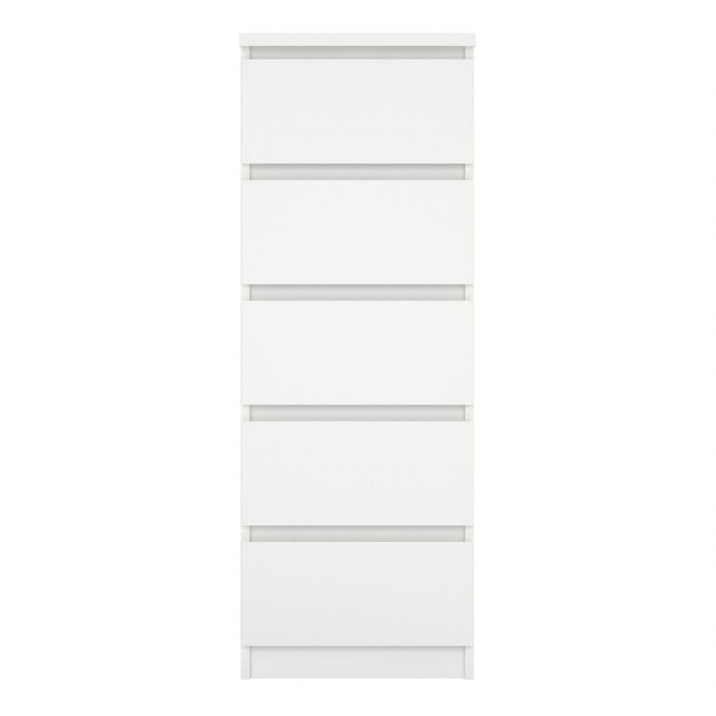 Naia Narrow Chest of 5 Drawers in White
