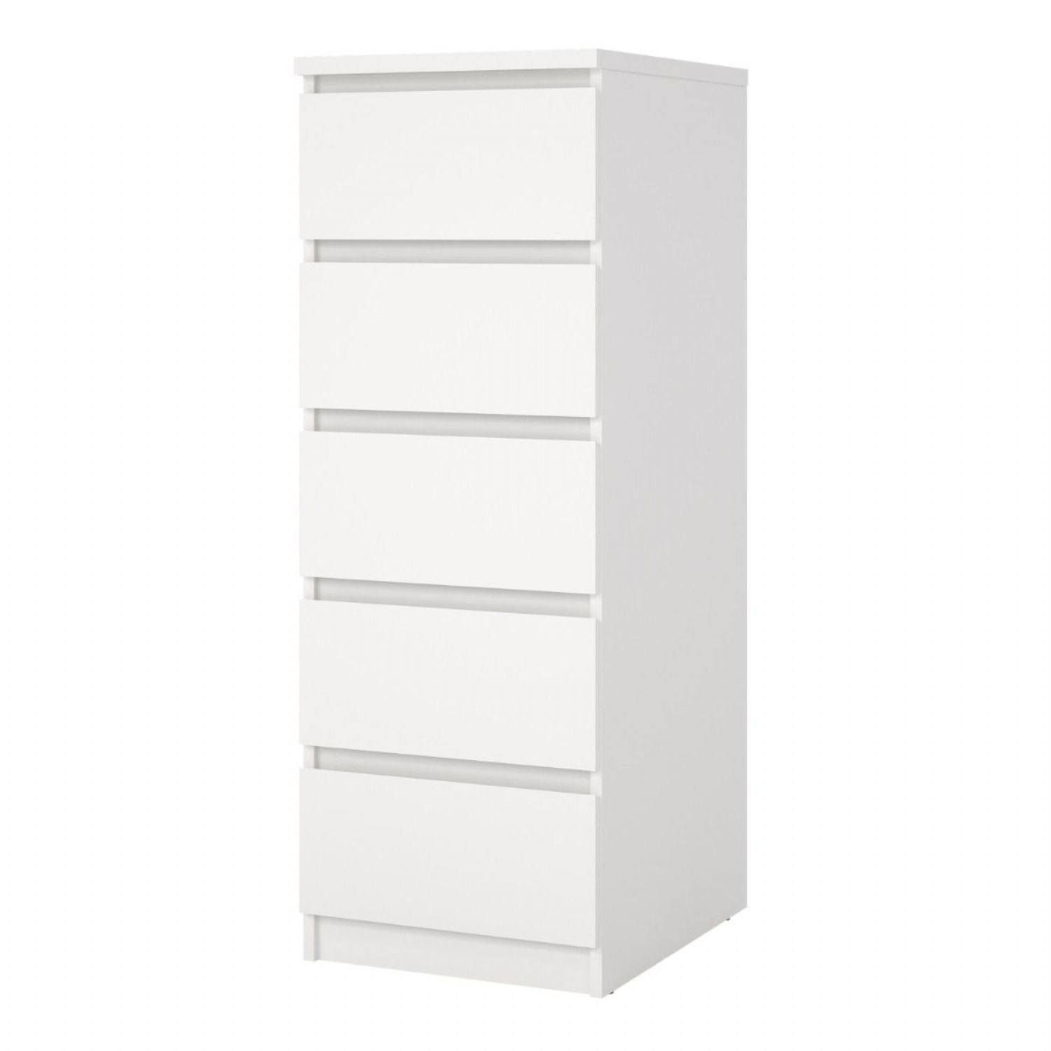 Naia Narrow Chest of 5 Drawers in White