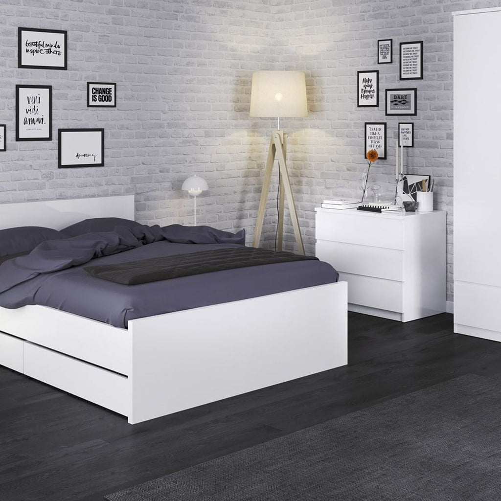 White High Gloss Small 3 Drawer Chest With Recessed Handles