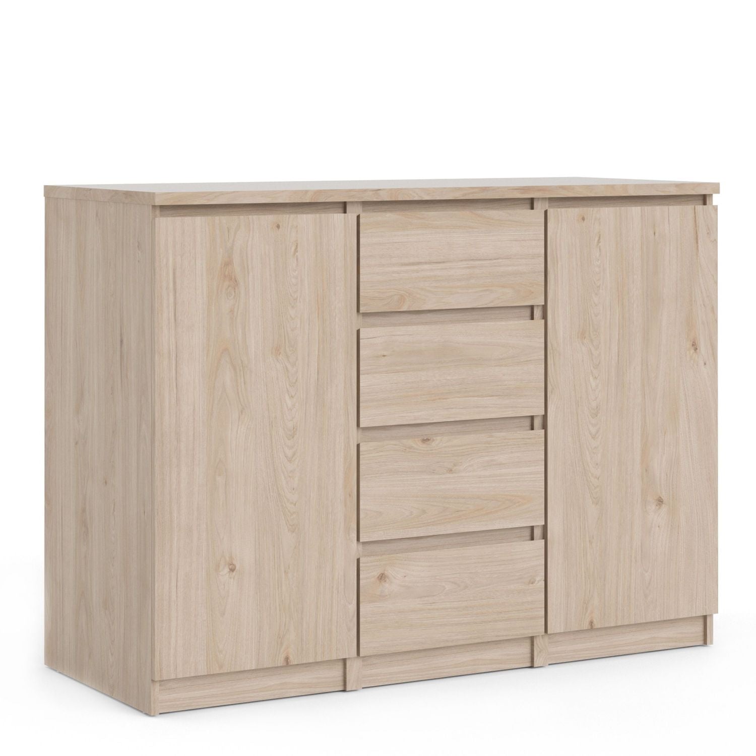 Large Sideboard 4 Drawers 2 Doors in Jackson Hickory Oak Effect Finish