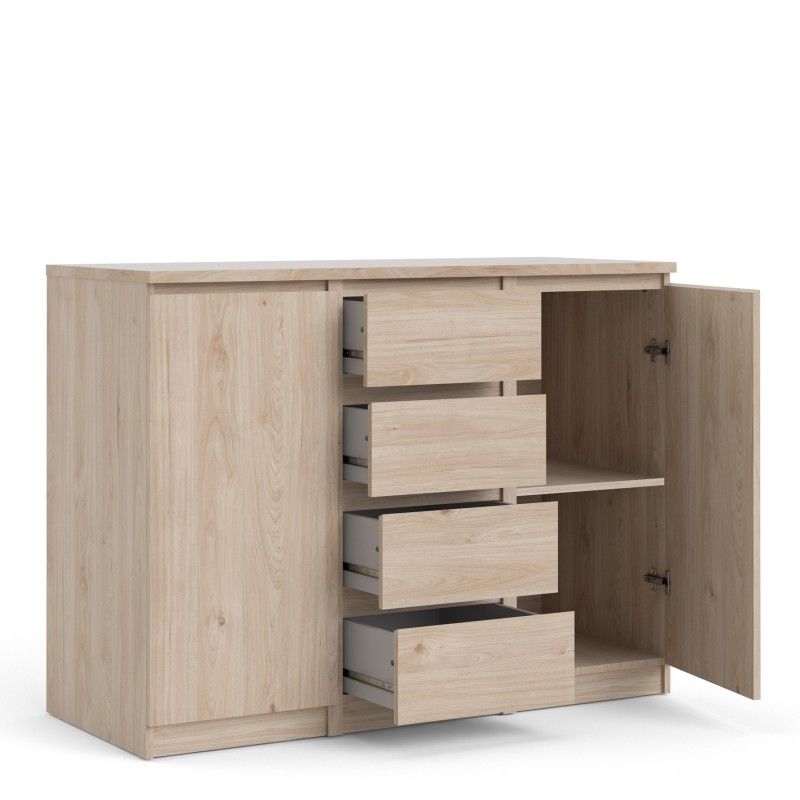 Large Sideboard 4 Drawers 2 Doors in Jackson Hickory Oak Effect Finish