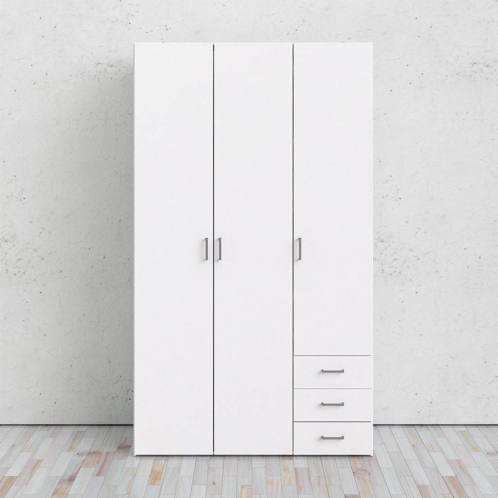 White Triple Combi 3 Door Wardrobe