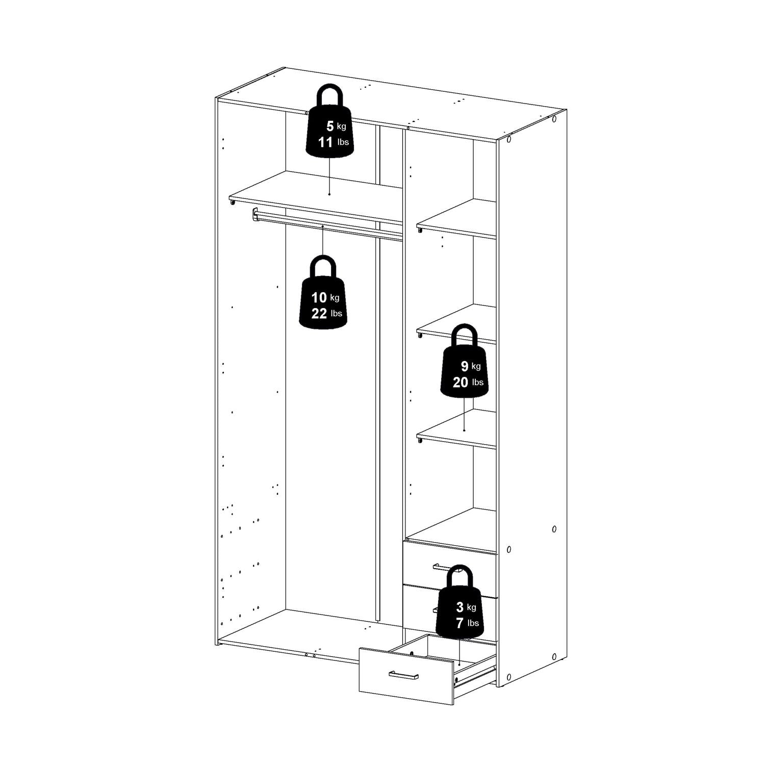 White Triple Combi 3 Door Wardrobe