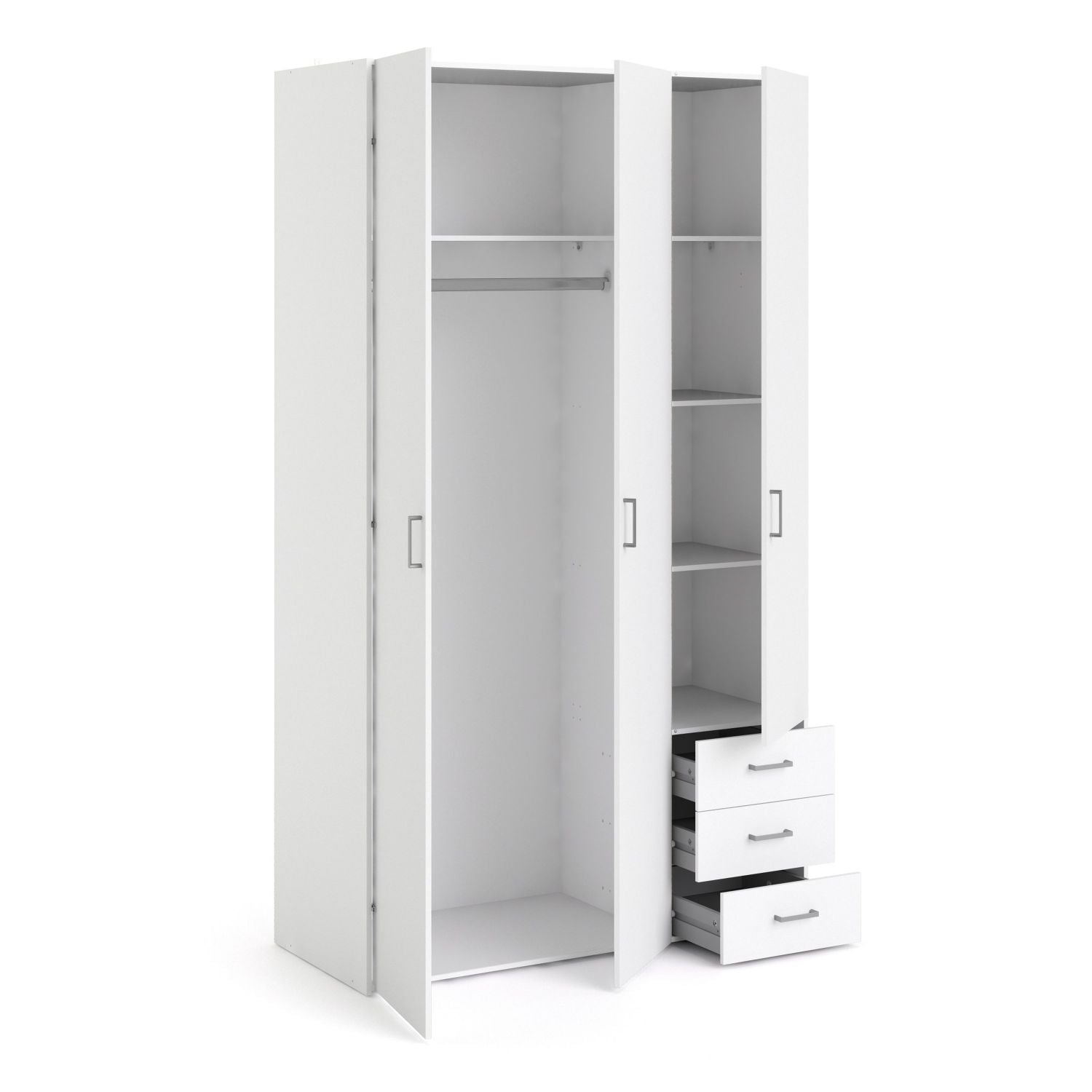 White Triple Combi 3 Door Wardrobe