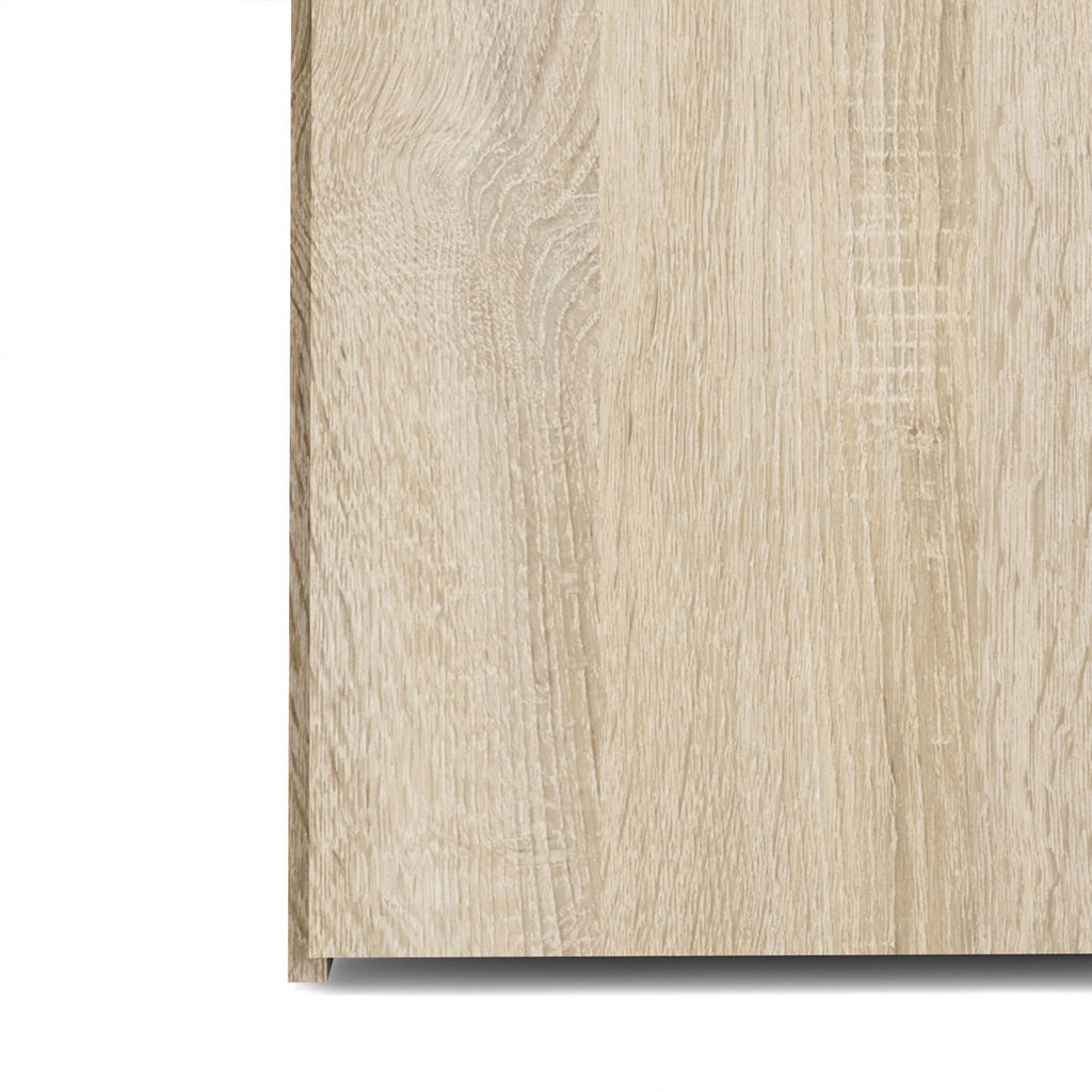 Light Oak 3 Door 3 Drawer Wardrobe 200cm Tall Modern