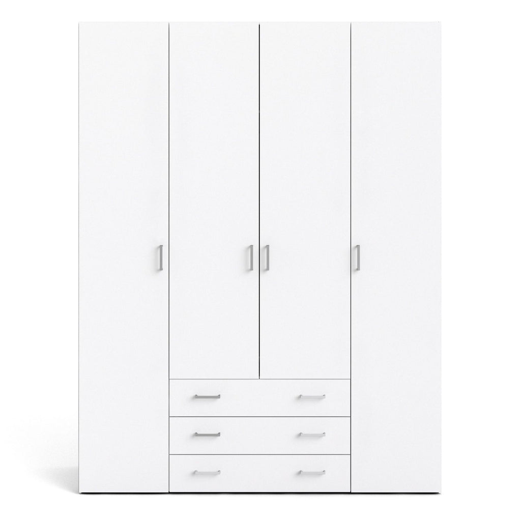 Large White 4 Door Wardrobe