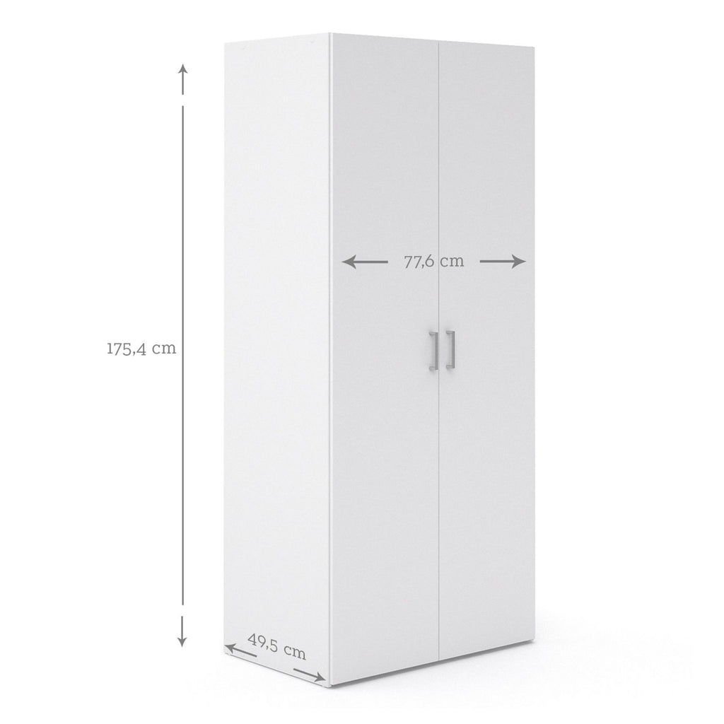 Simple White 2 Door Double Wardrobe