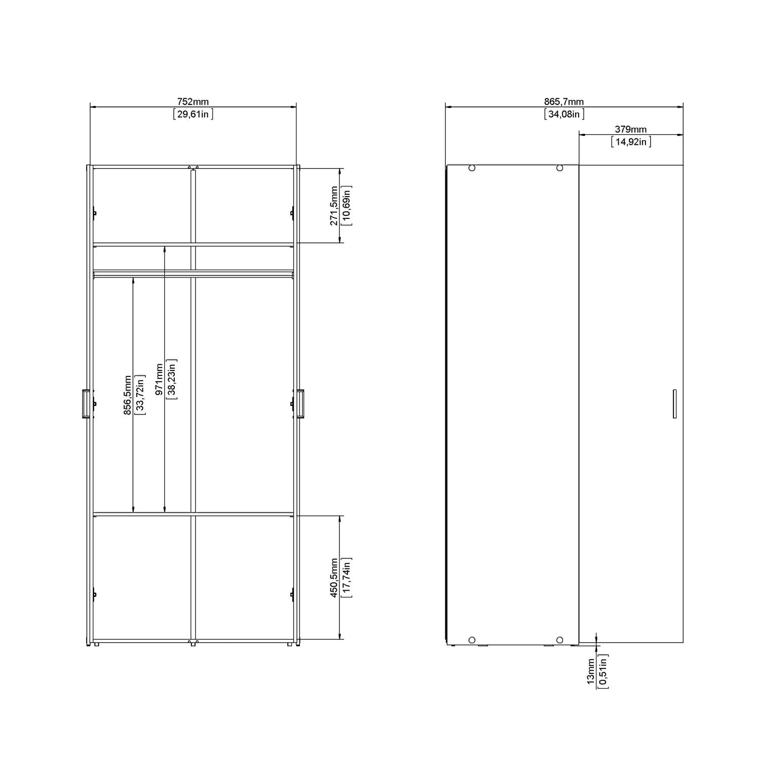 Simple White 2 Door Double Wardrobe