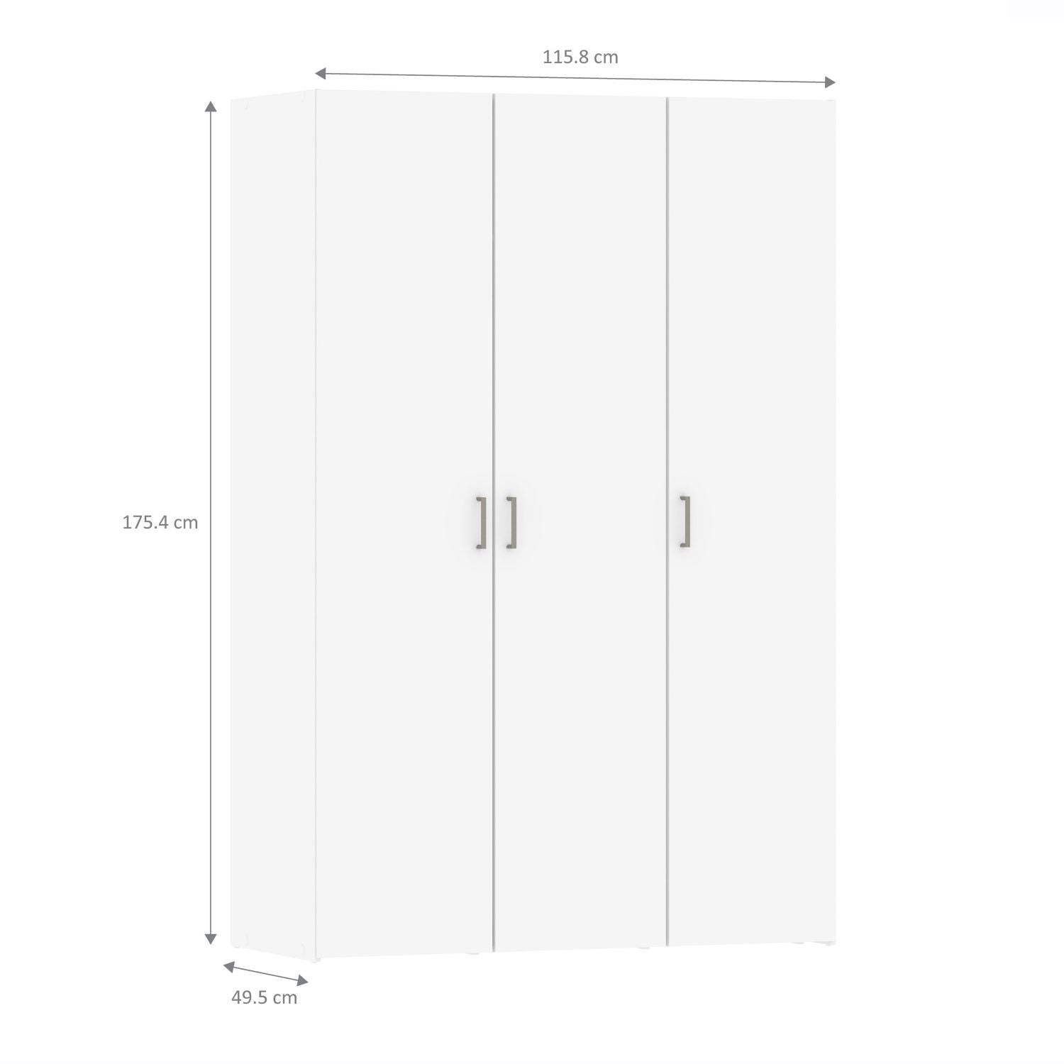 Simple White 3 Door Triple Wardrobe