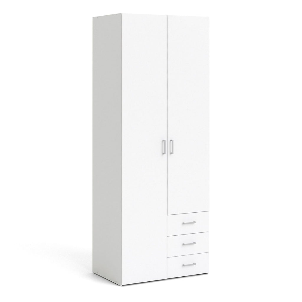 Traditional Slim White Double Wardrobe
