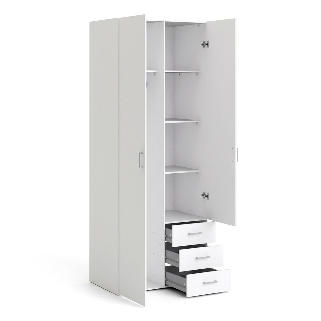 Traditional Slim White Double Wardrobe