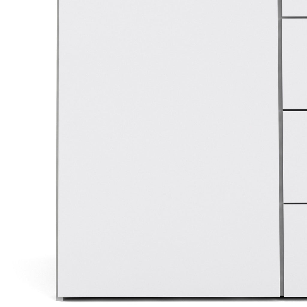 Tall Slim White 2 Door Double Wardrobe With Metal Handles