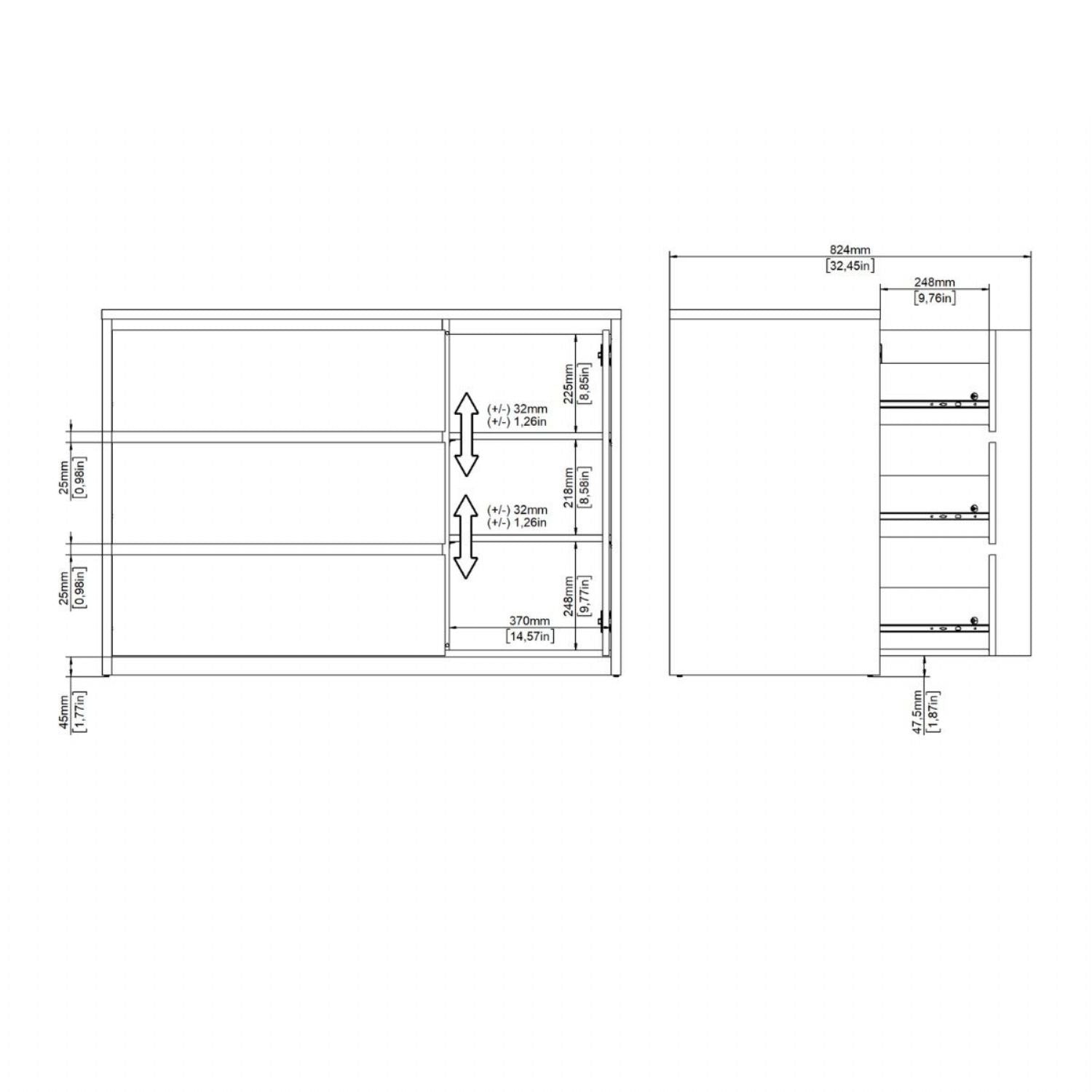 Next Sideboard with 1 Door and 3 Drawers White