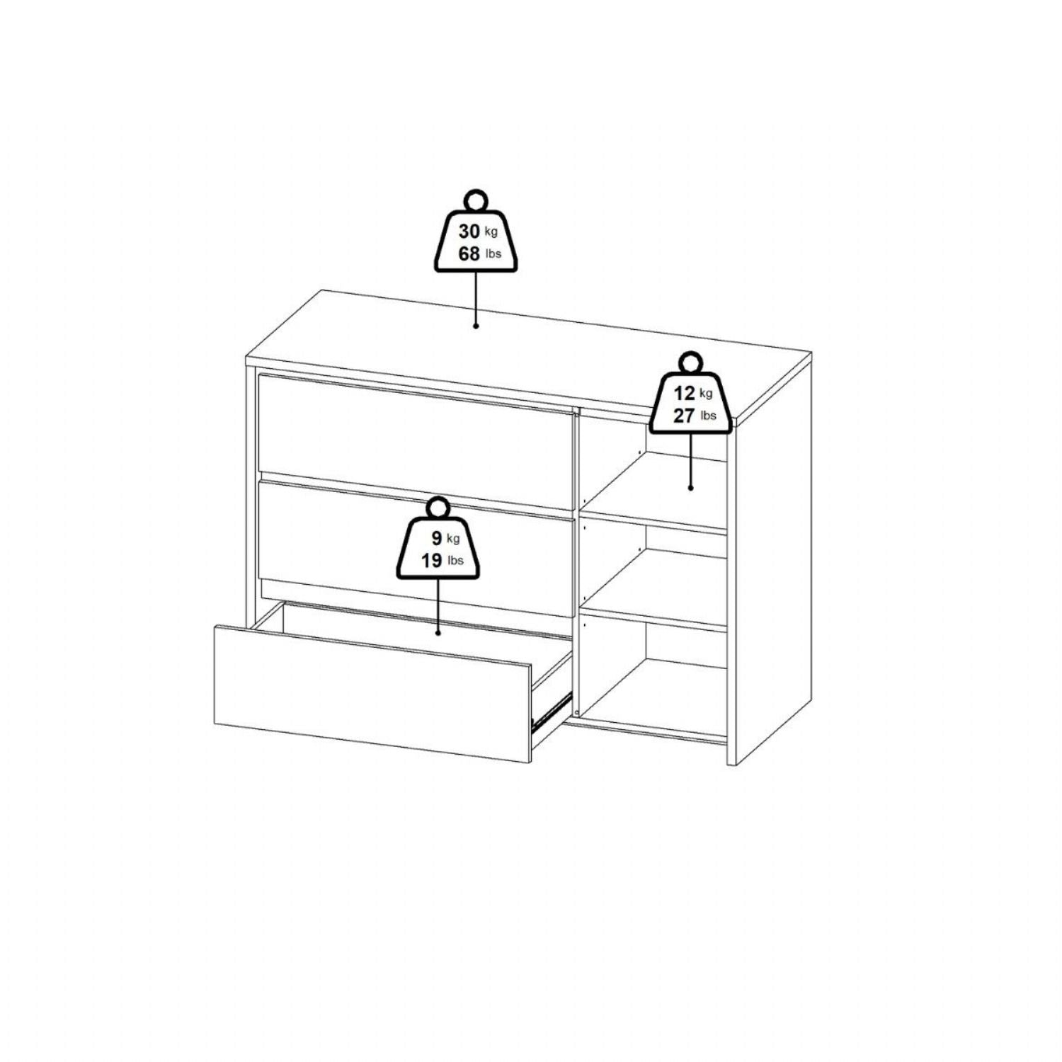 Next Sideboard with 1 Door and 3 Drawers White