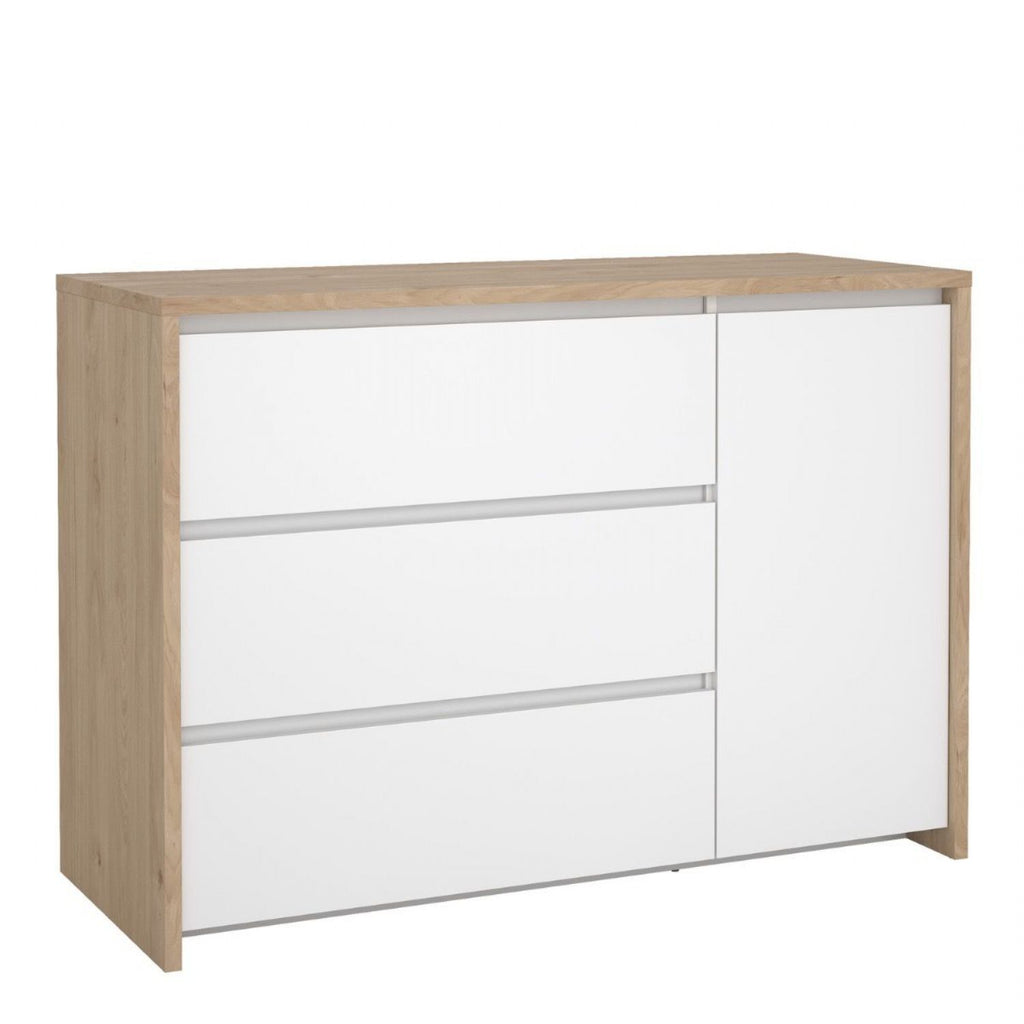 Next Sideboard with 1 Door and 3 Drawers Jackson Hickory White High Gloss