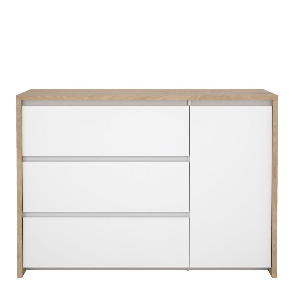 Next Sideboard with 1 Door and 3 Drawers Jackson Hickory White High Gloss