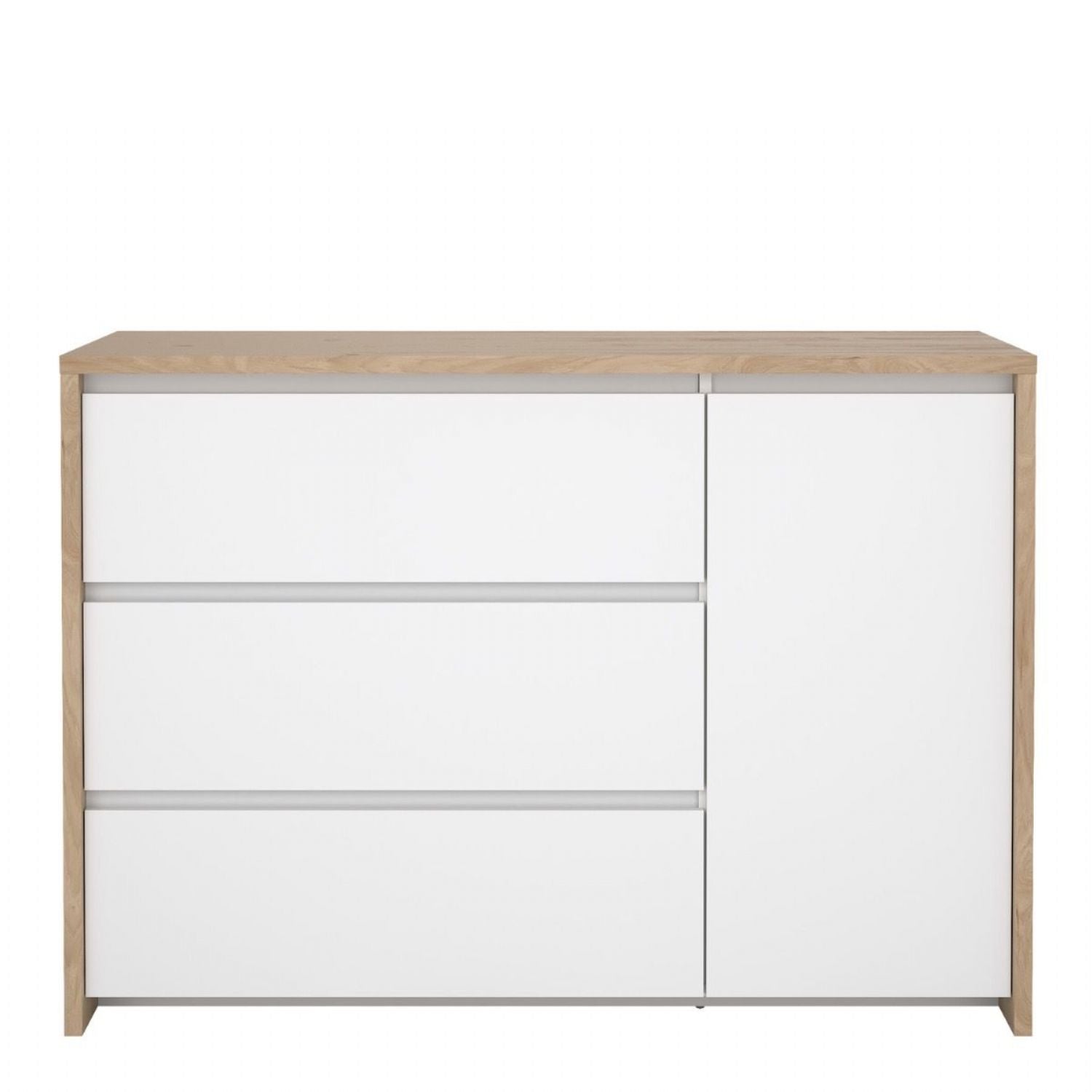 Next Sideboard with 1 Door and 3 Drawers Jackson Hickory White High Gloss