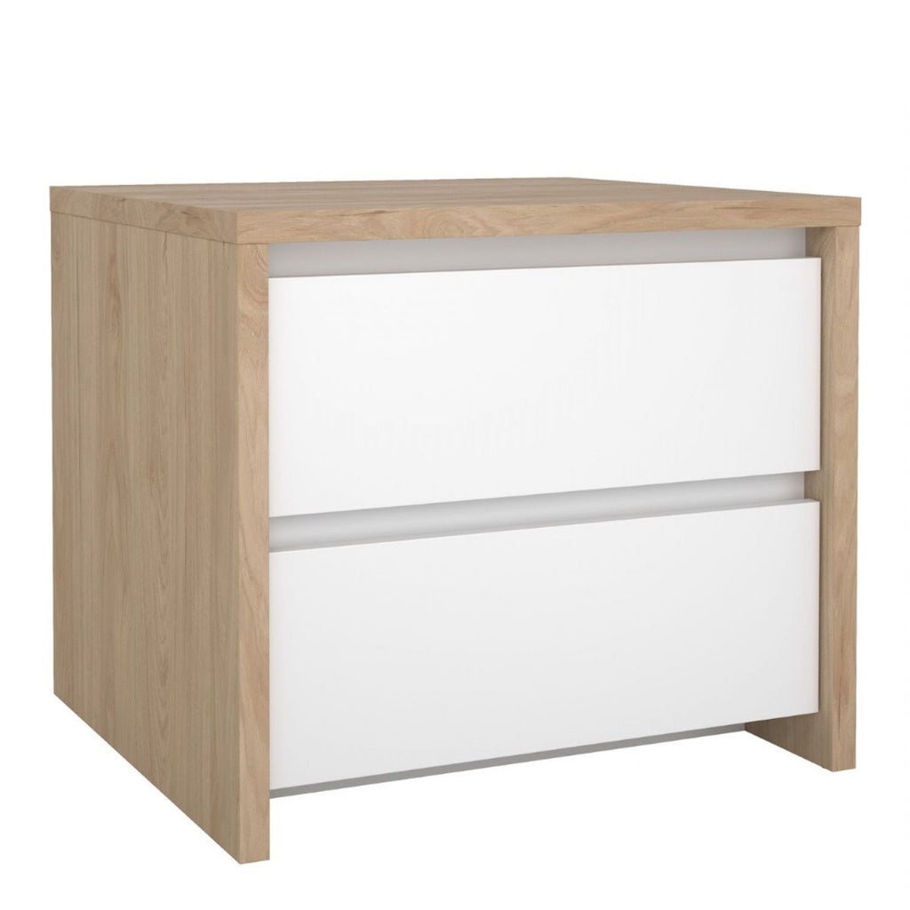 Next Nightstand 2 Drawers Jackson Hickory White High Gloss