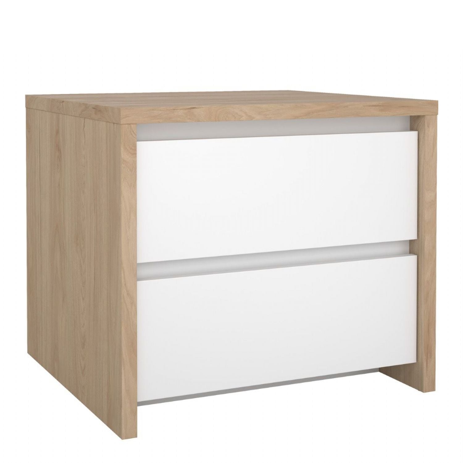 Next Nightstand 2 Drawers Jackson Hickory White High Gloss