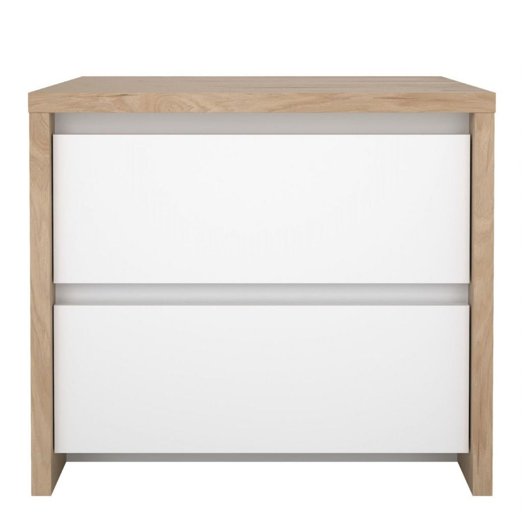Next Nightstand 2 Drawers Jackson Hickory White High Gloss