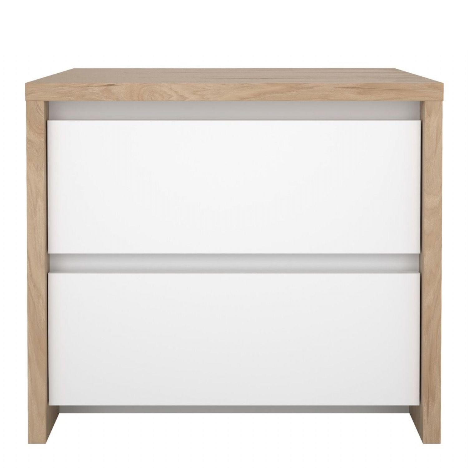 Next Nightstand 2 Drawers Jackson Hickory White High Gloss