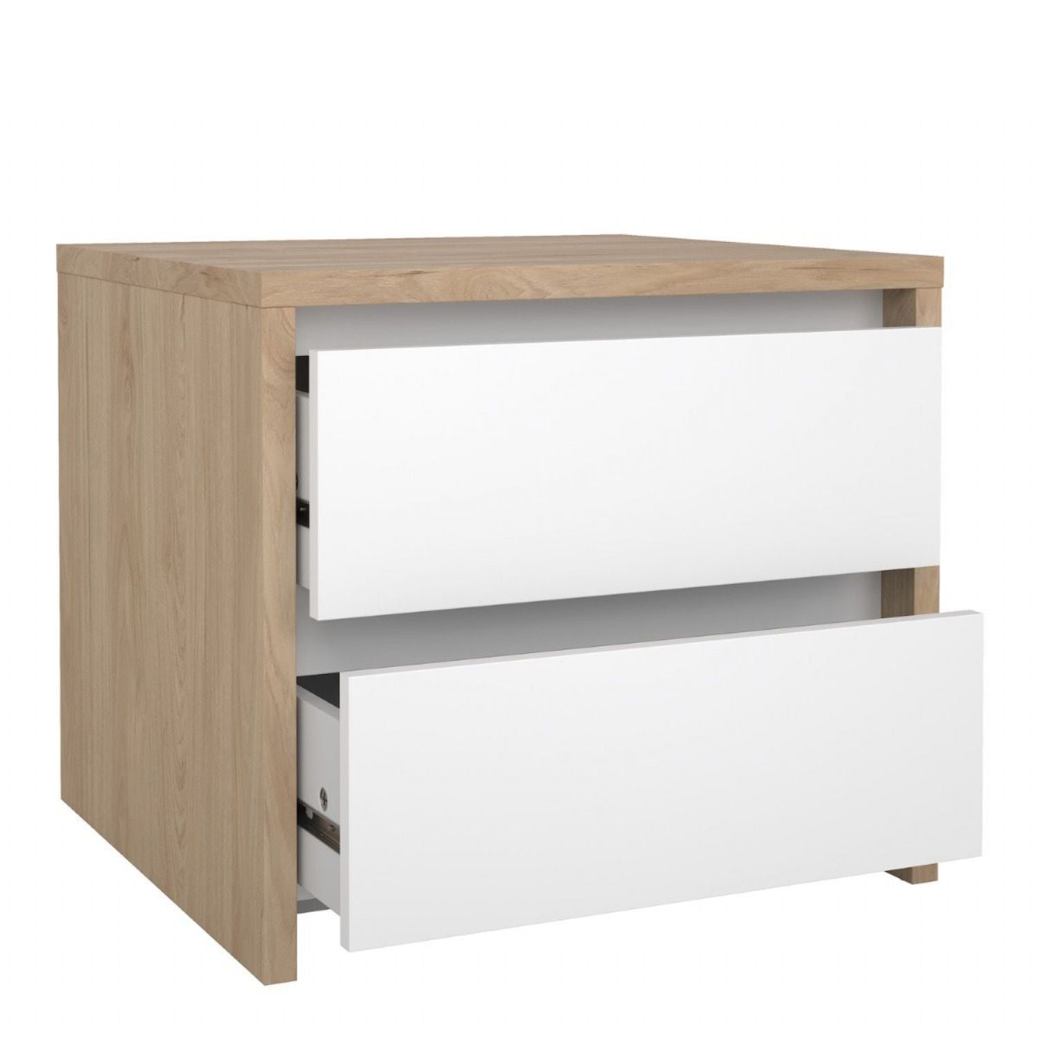 Next Nightstand 2 Drawers Jackson Hickory White High Gloss