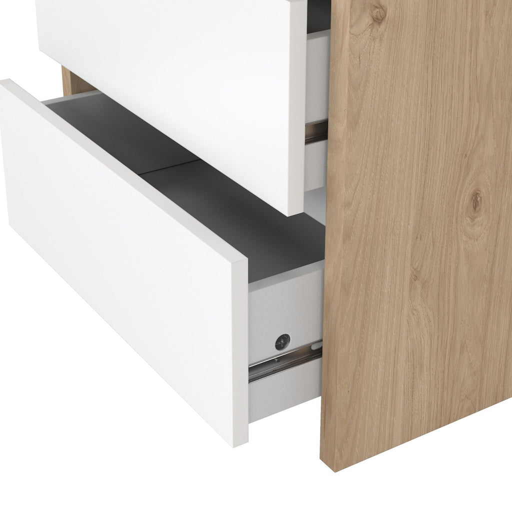 Next Nightstand 2 Drawers Jackson Hickory White High Gloss