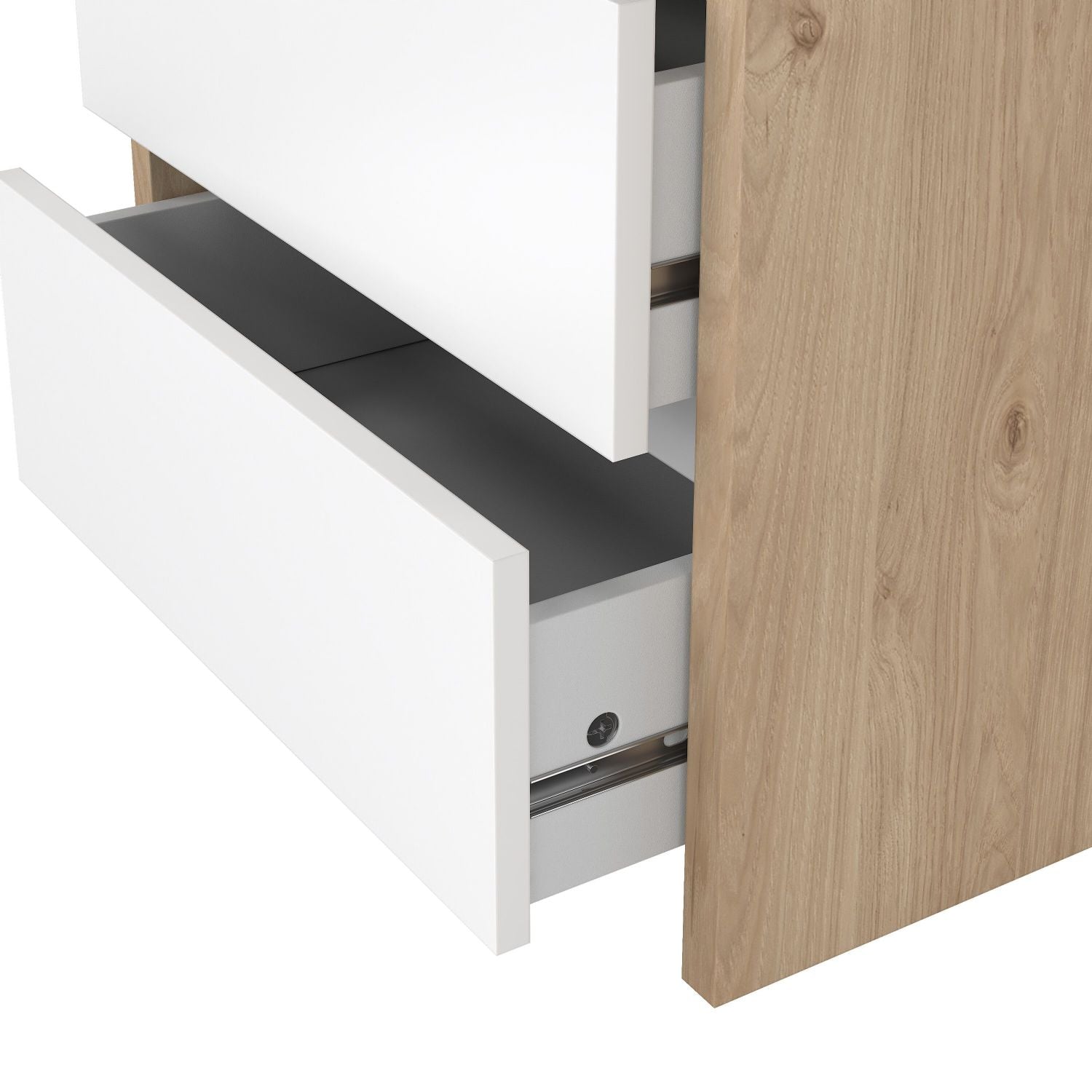 Next Nightstand 2 Drawers Jackson Hickory White High Gloss