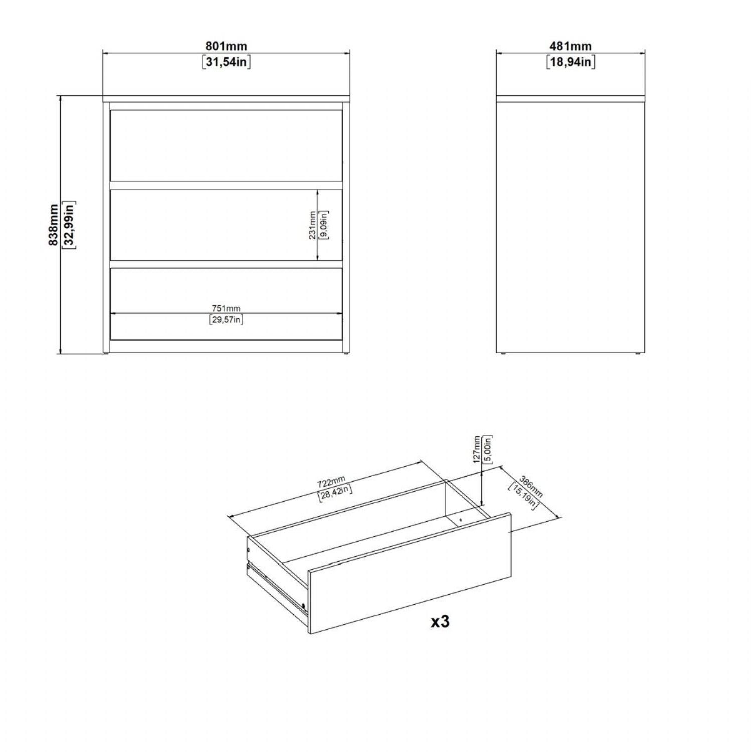 Next Chest 3 Drawers White
