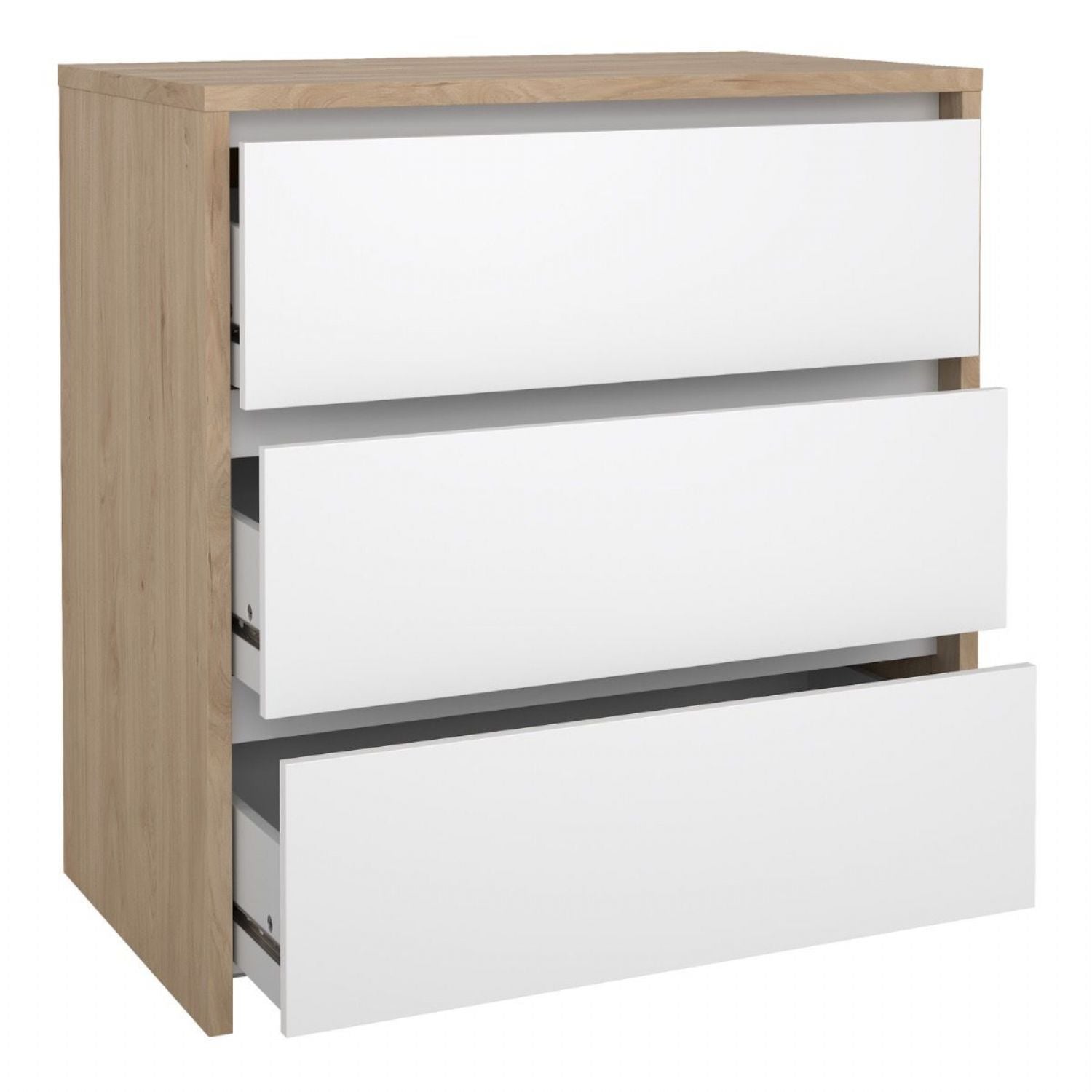 Next Chest 3 Drawers Jackson Hickory White High Gloss