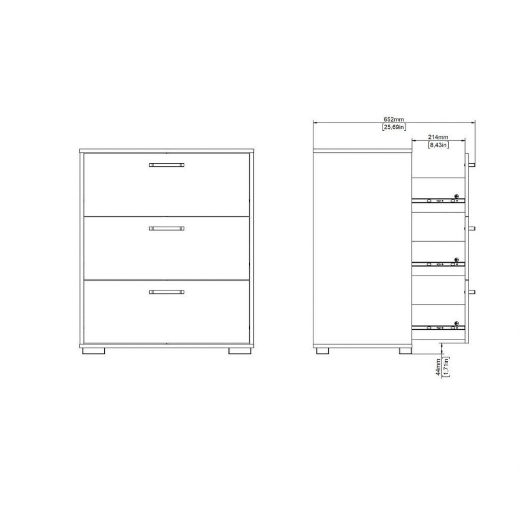 Sofia Chest 3 Drawers White