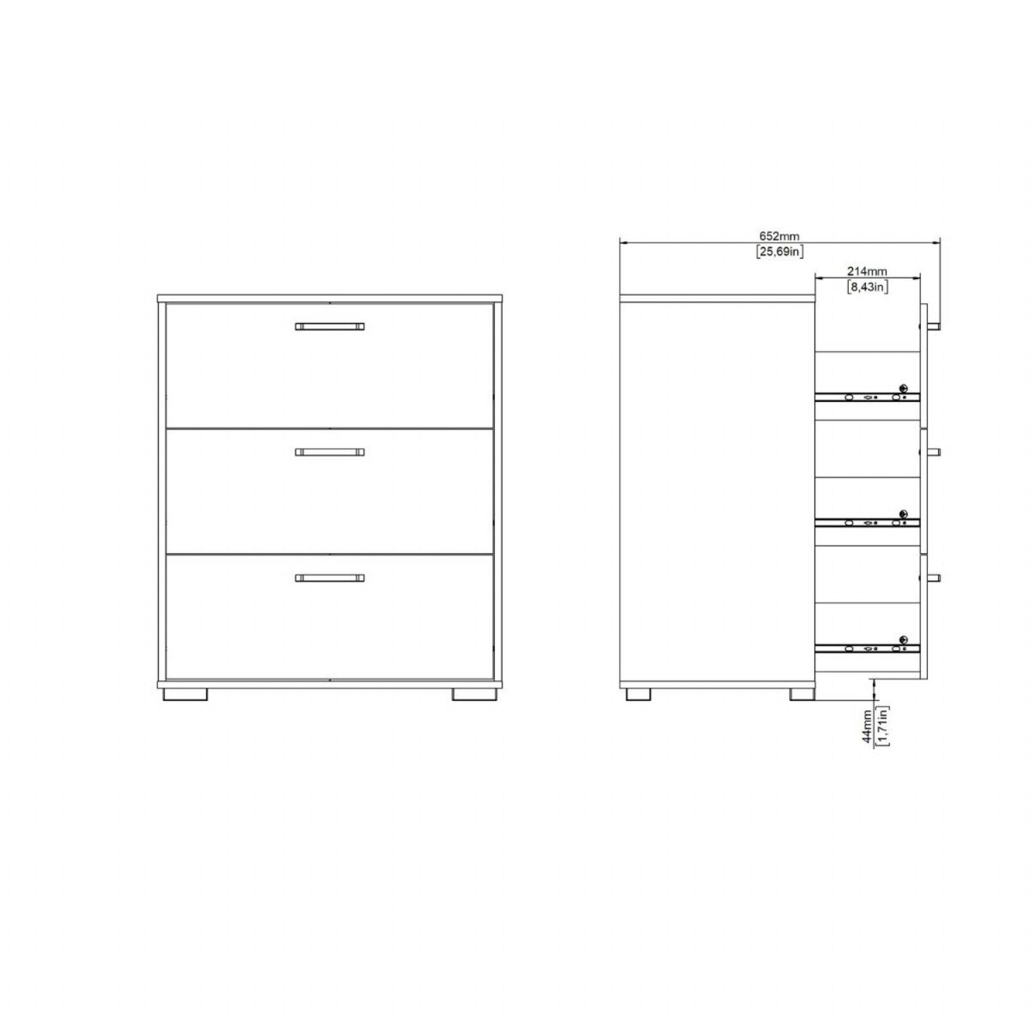 Sofia Chest 3 Drawers White