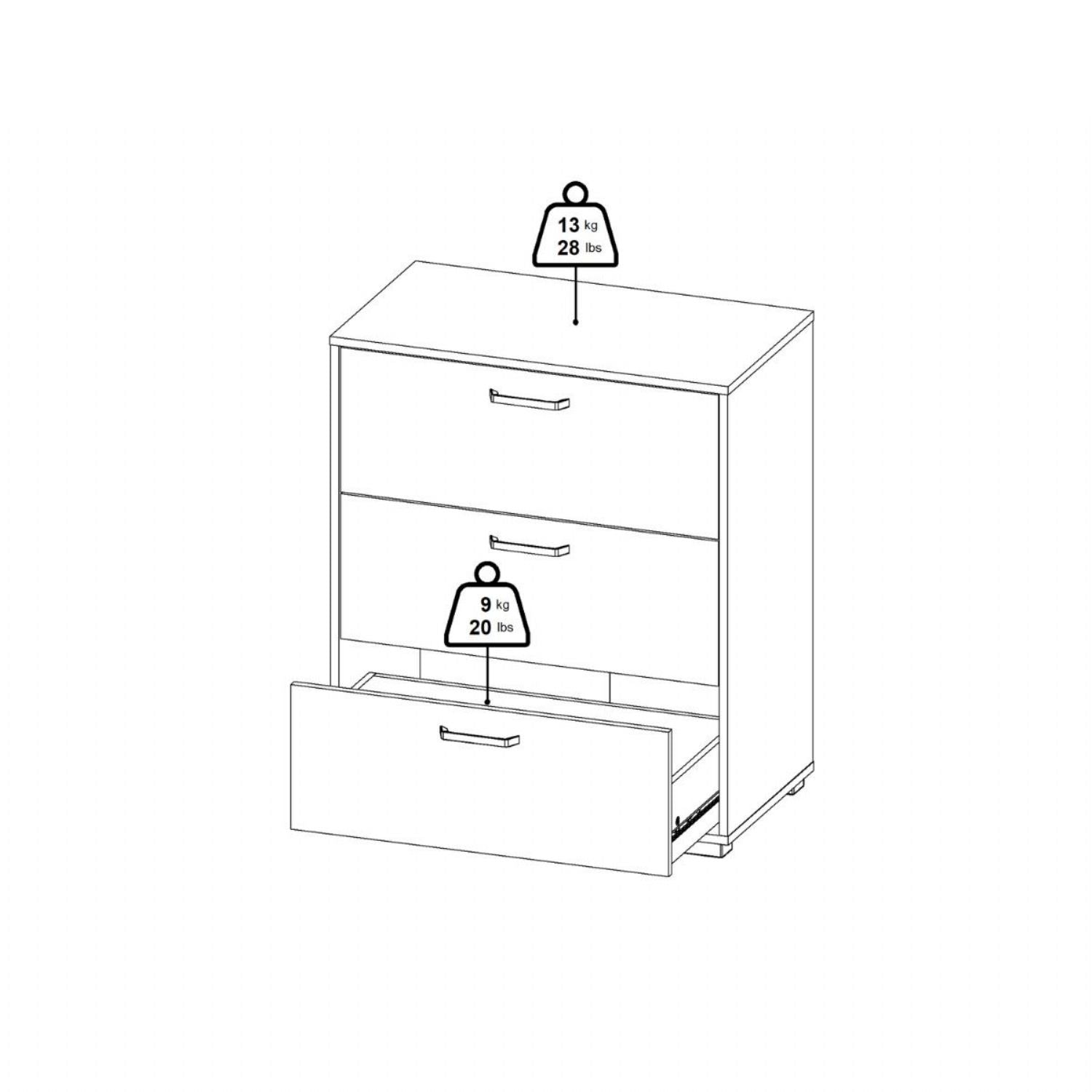 Sofia Chest 3 Drawers White