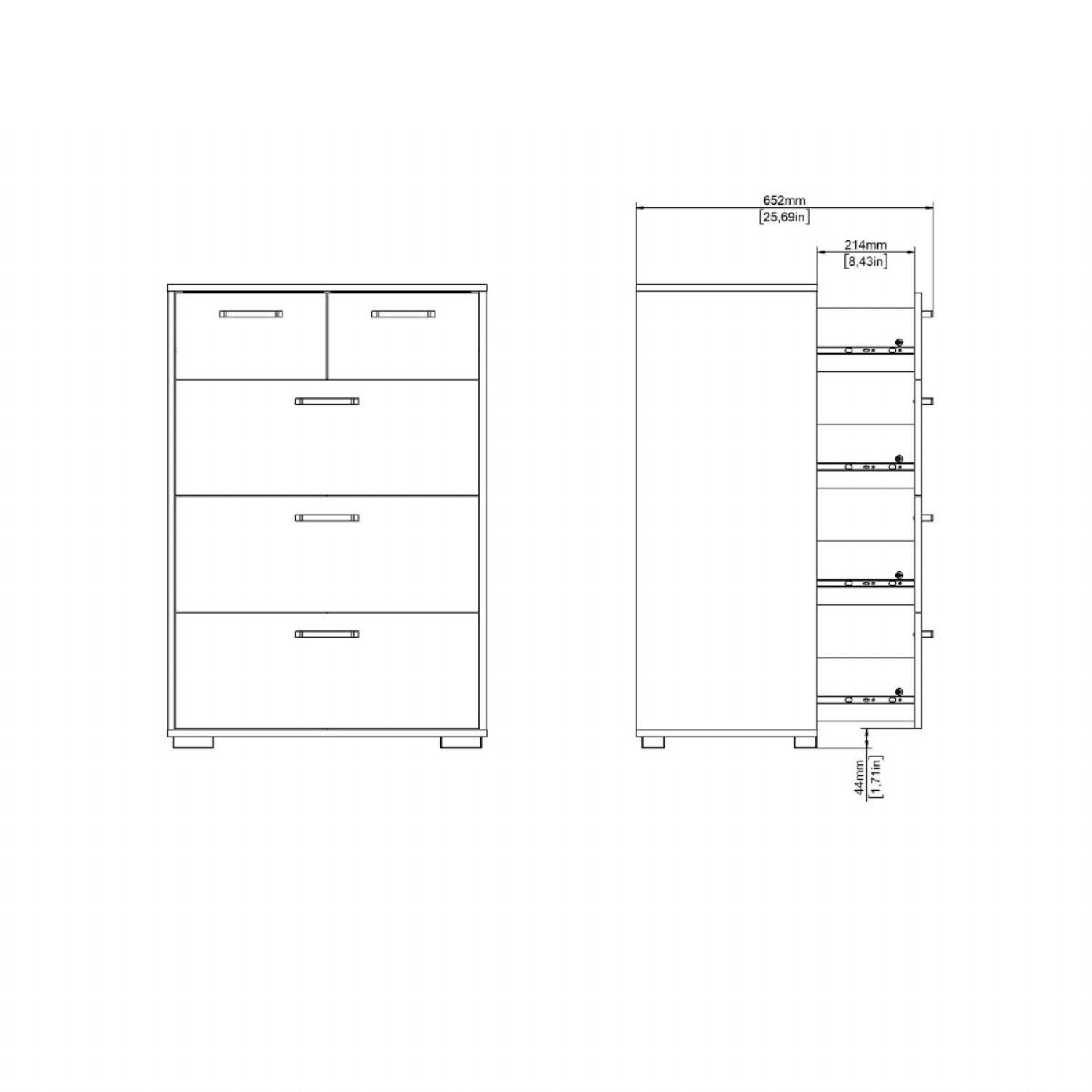 Sofia Chest 3 + 2 Drawers White