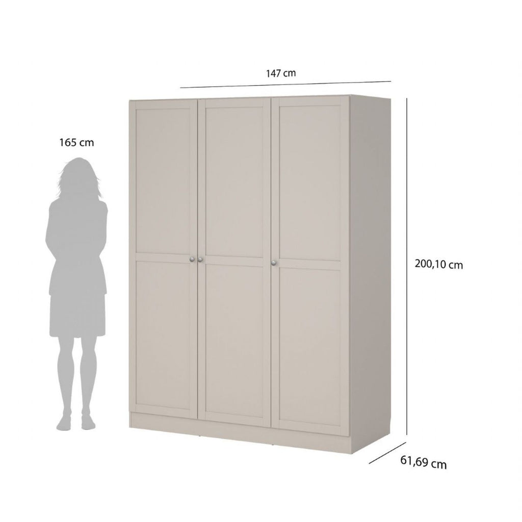 Brande Wardrobe with 3 Frame Doors in Cashmere