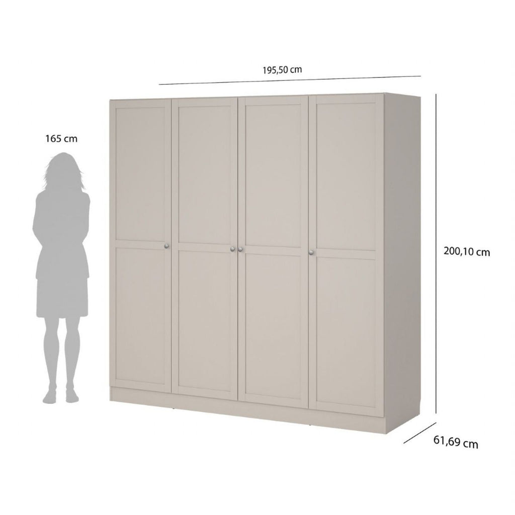 Brande Wardrobe with 4 Frame Doors in Cashmere