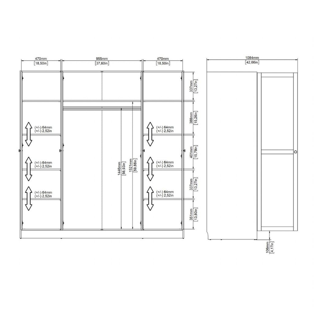 Brande Wardrobe with 4 Frame Doors in Cashmere