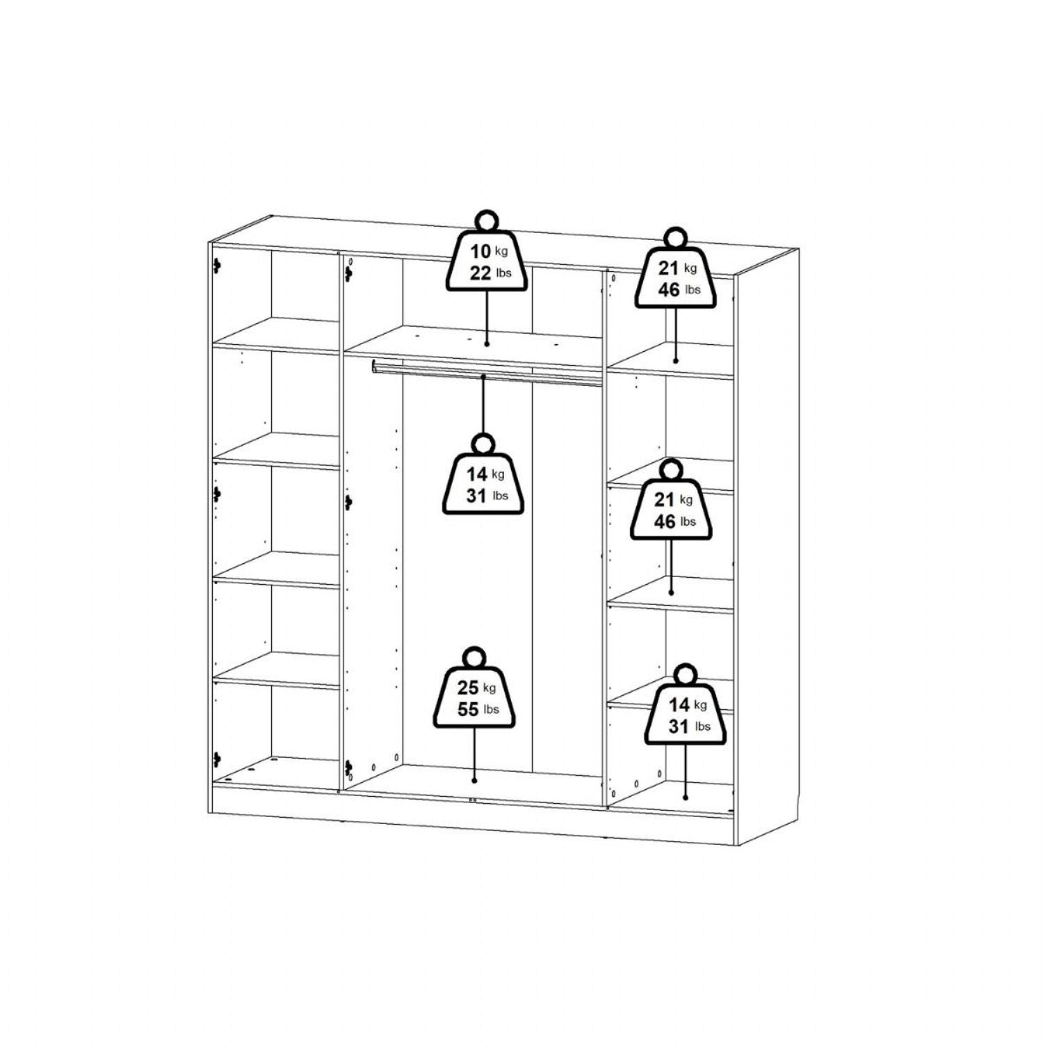 Brande Wardrobe with 4 Frame Doors in Cashmere