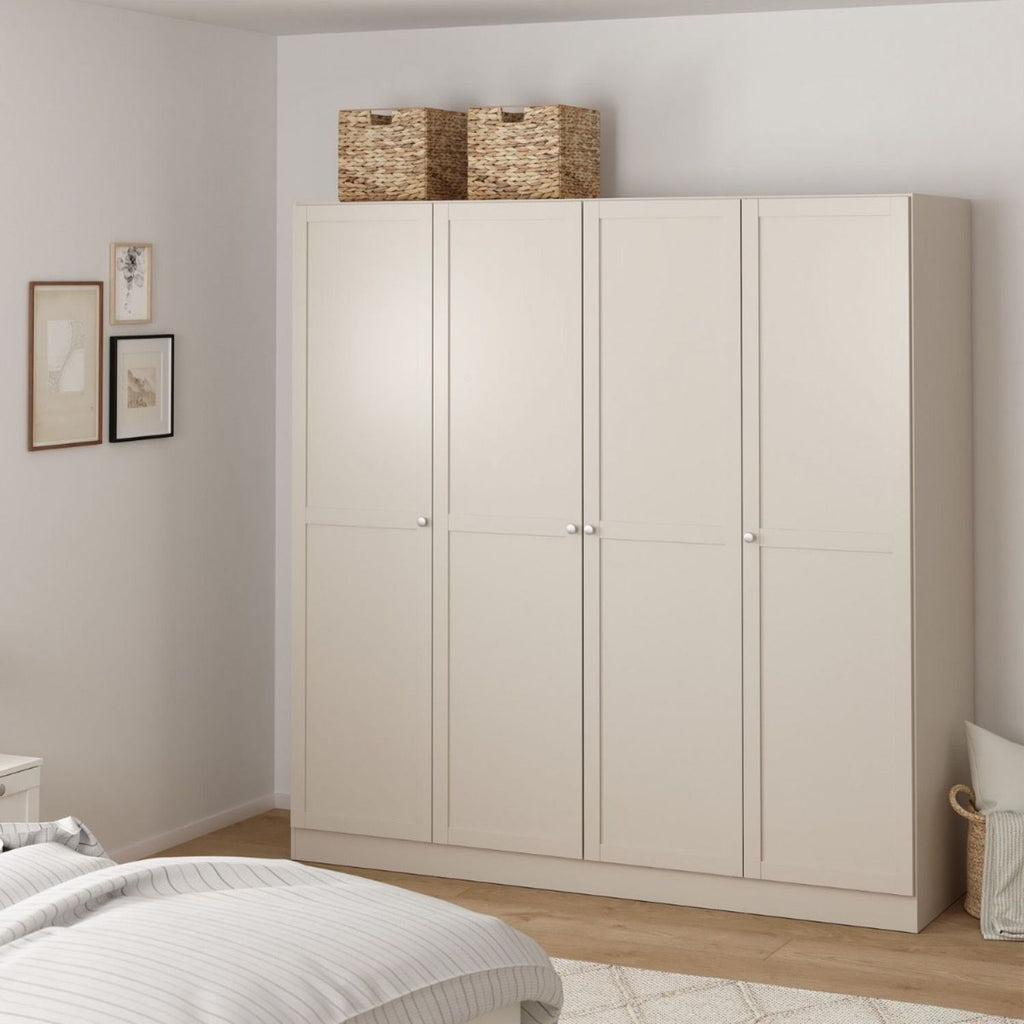 Brande Wardrobe with 4 Frame Doors in Cashmere