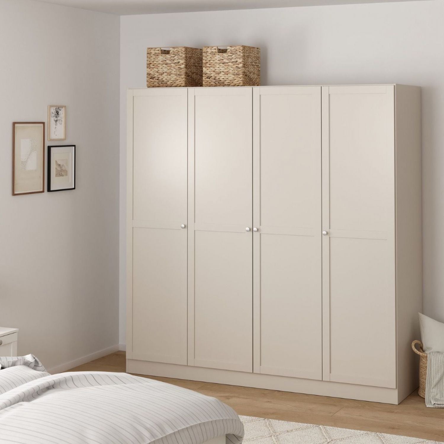 Brande Wardrobe with 4 Frame Doors in Cashmere