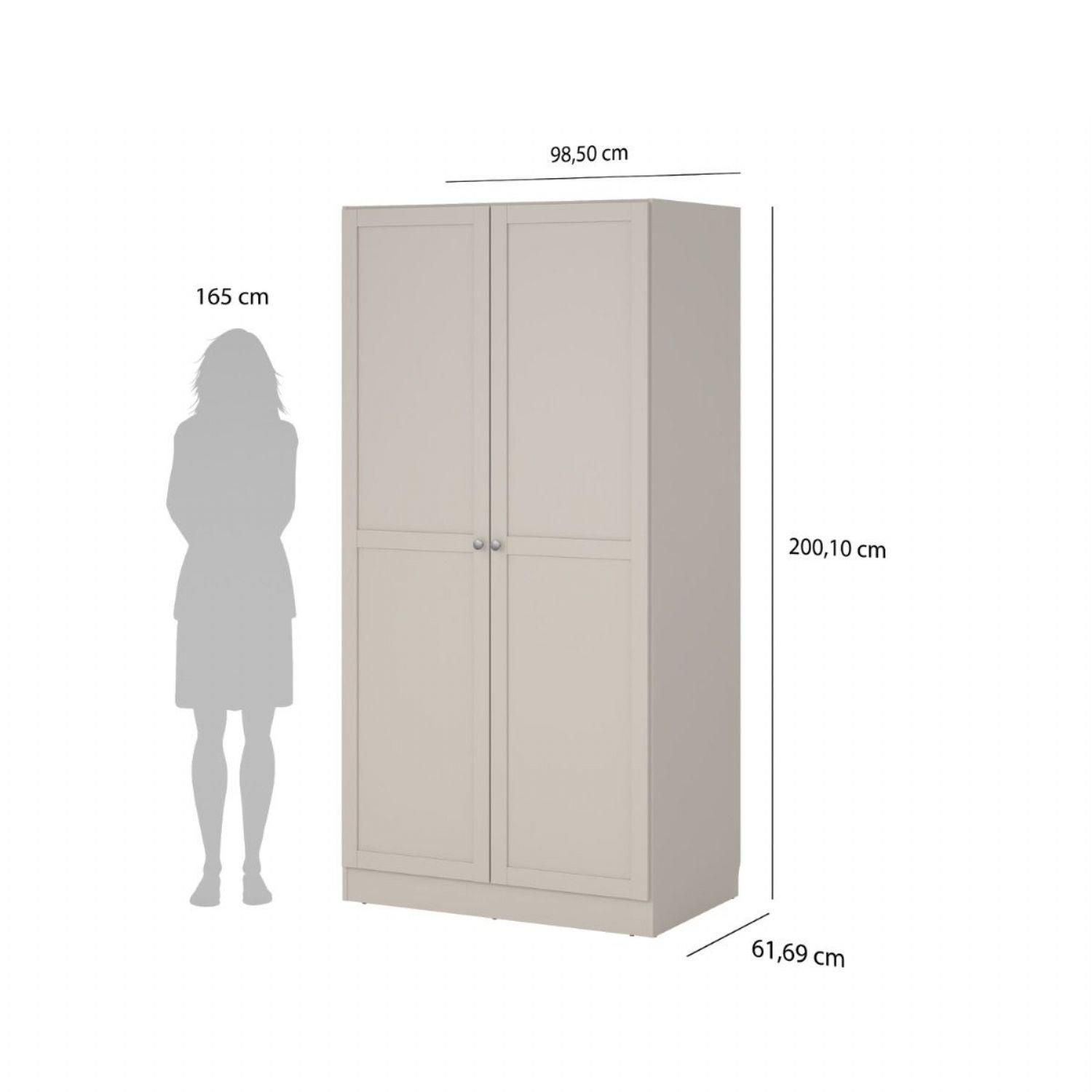 Brande Wardrobe with 2 Frame Doors in Cashmere