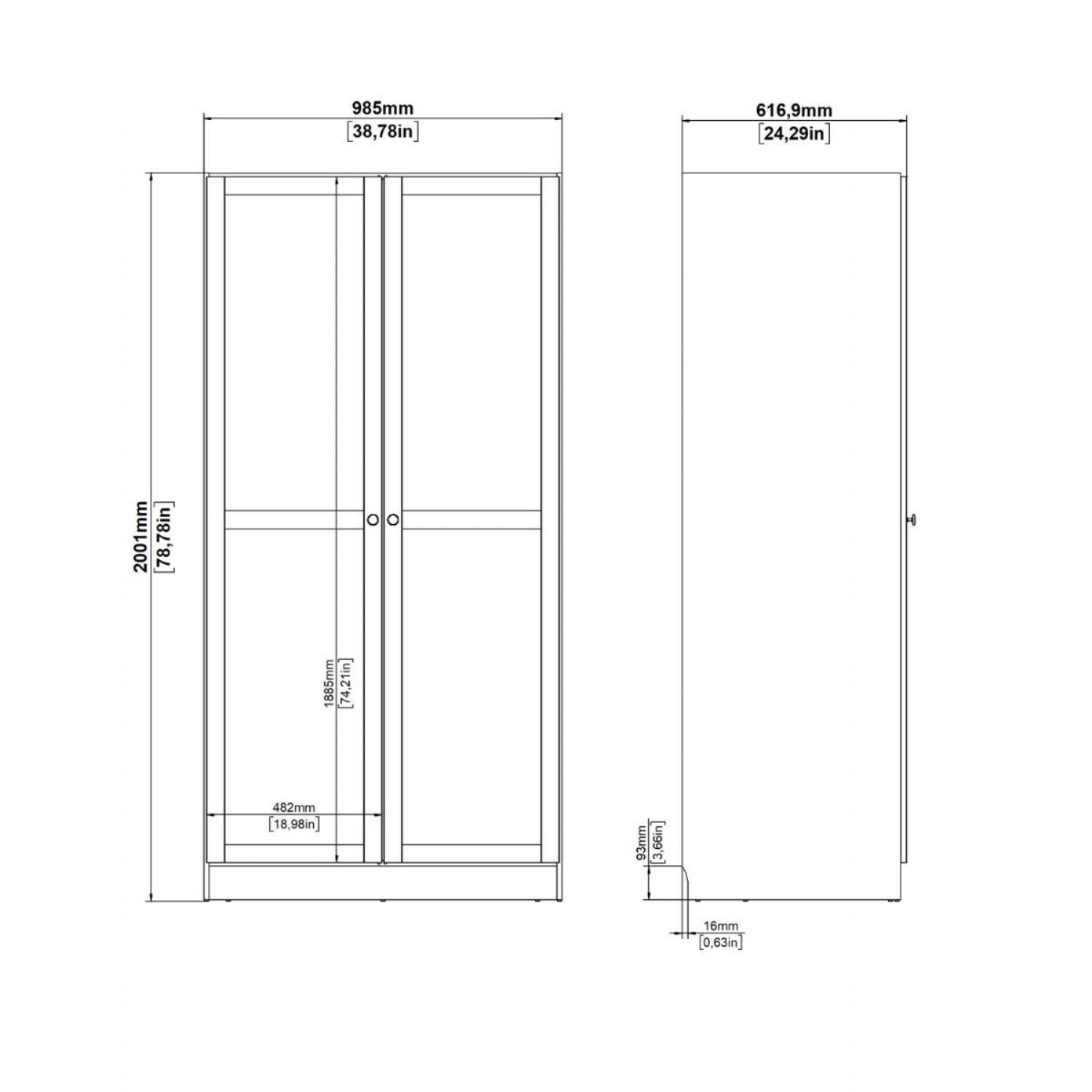 Brande Wardrobe with 2 Frame Doors in Cashmere