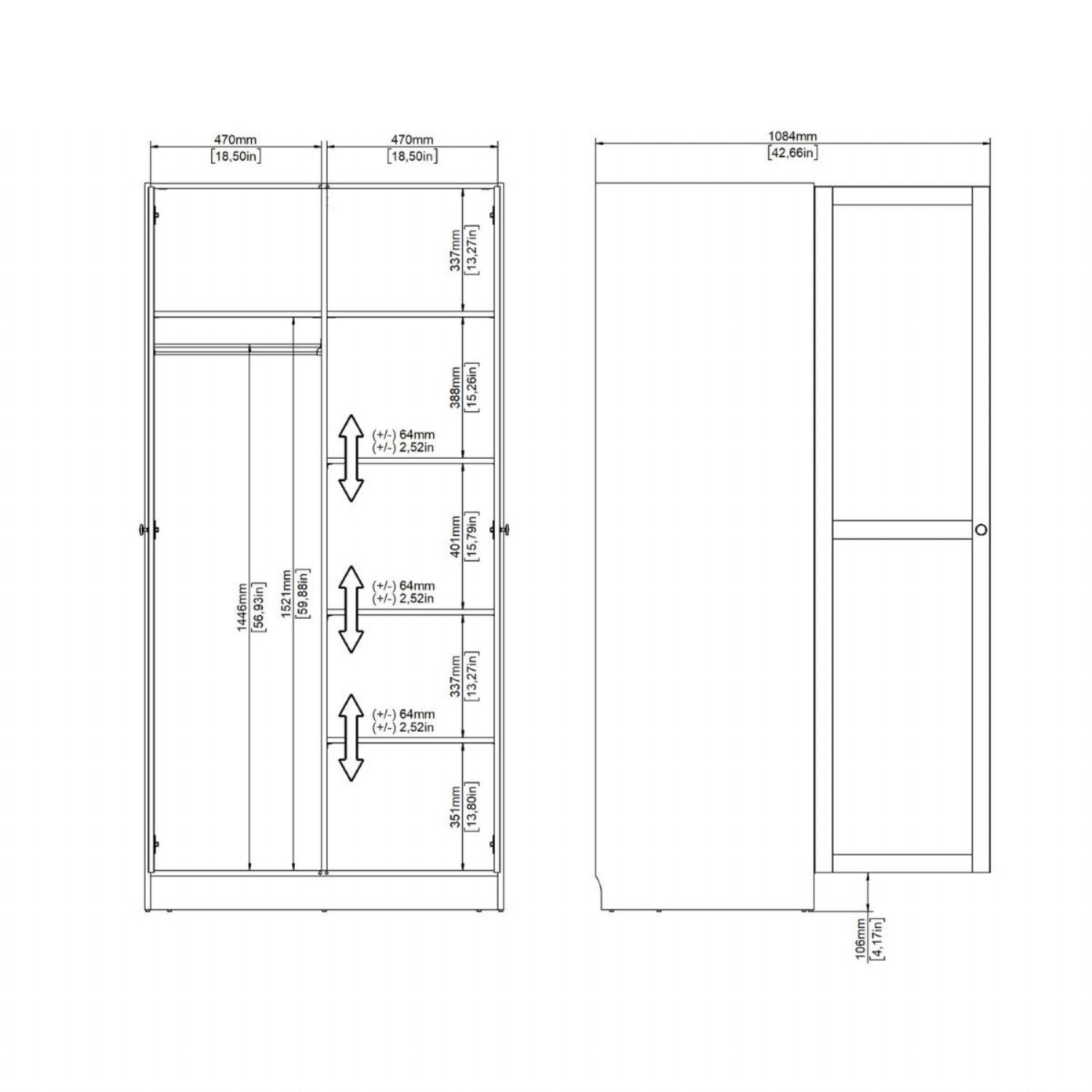 Brande Wardrobe with 2 Frame Doors in Cashmere