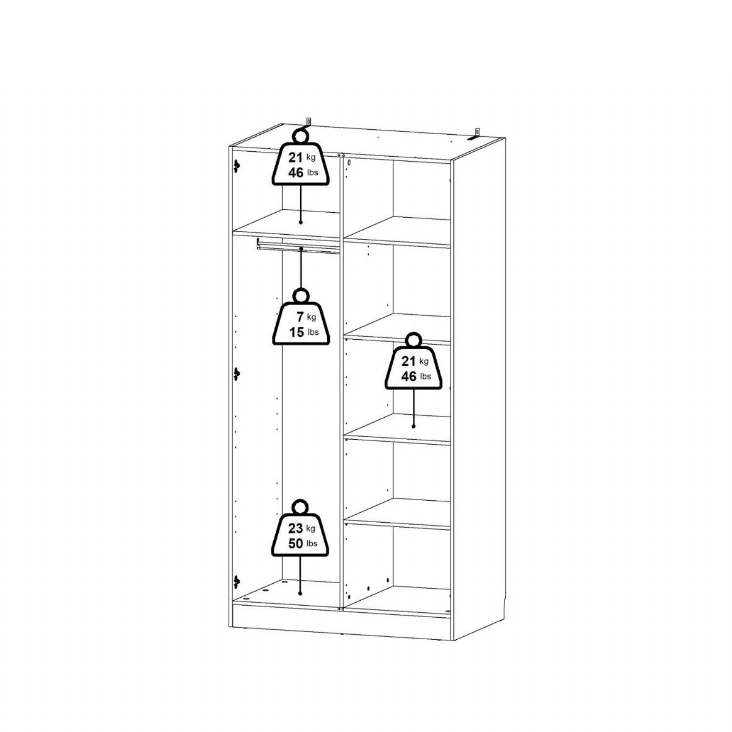 Brande Wardrobe with 2 Frame Doors in Cashmere