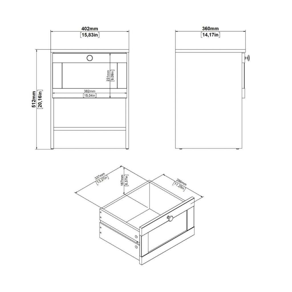 Brande Nightstand with 1 Frame Drawer in White