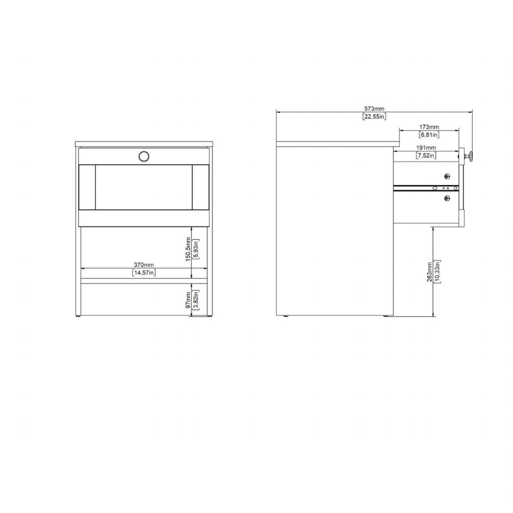Brande Nightstand with 1 Frame Drawer in White