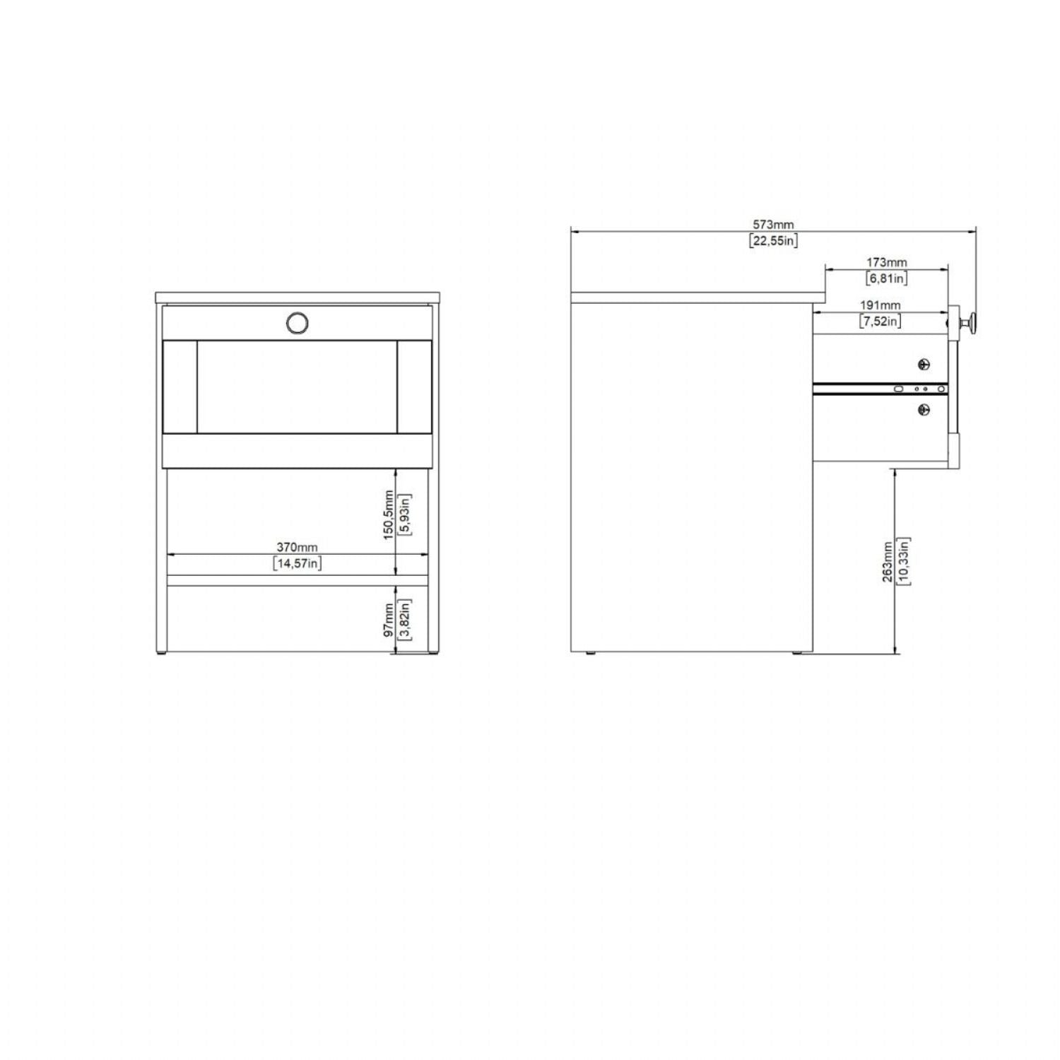 Brande Nightstand with 1 Frame Drawer in White