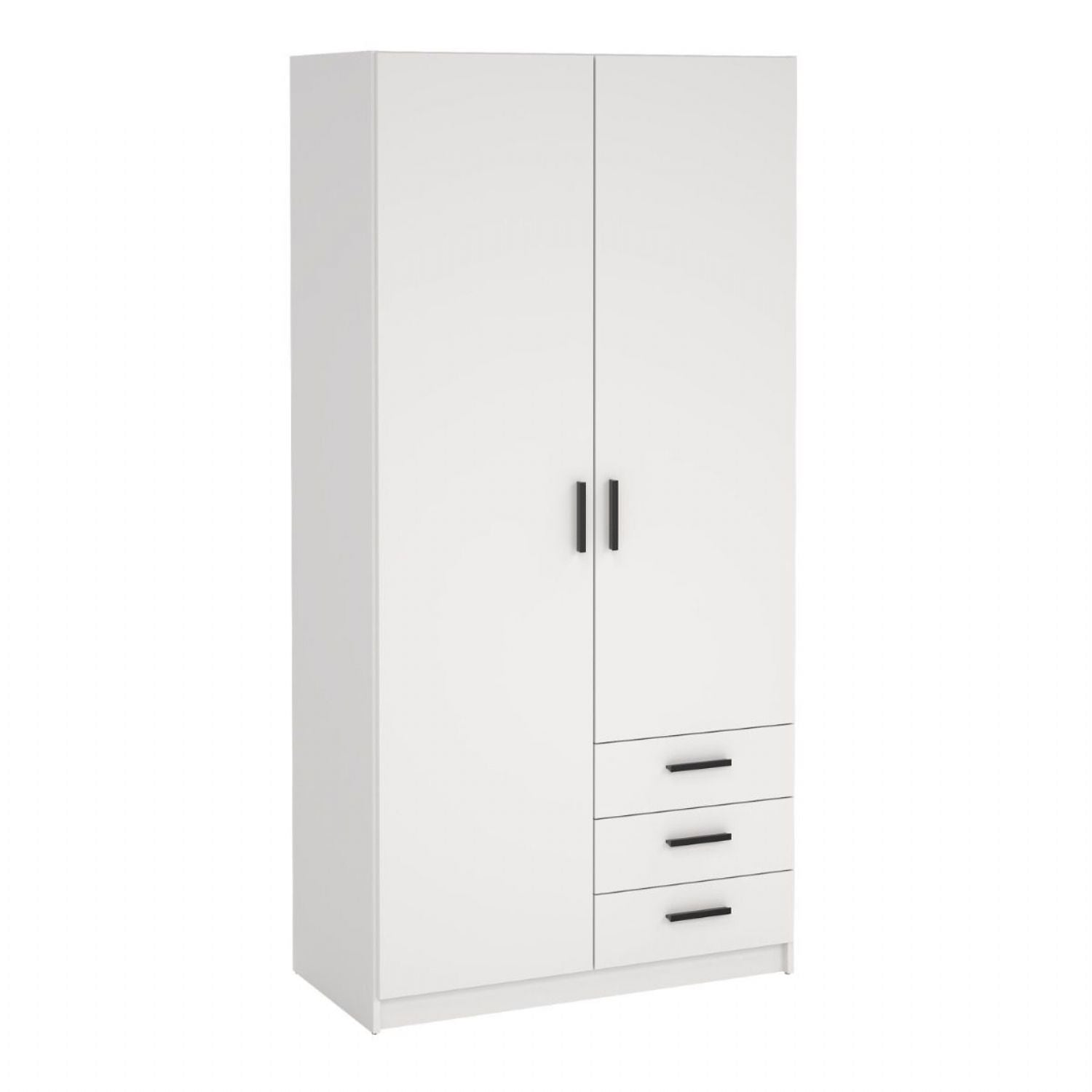 Sprint Wardrobe with 2 Doors + 3 Drawers in White